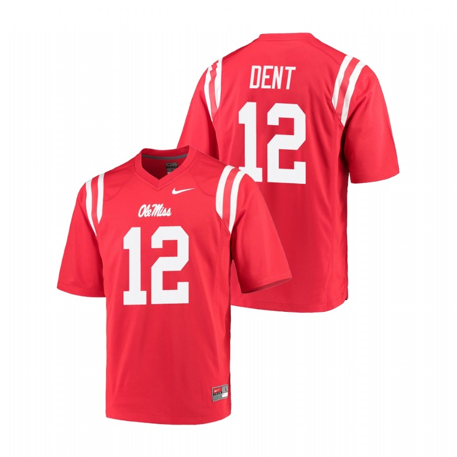 Ole Miss Rebels Men's NCAA Kinkead Dent #12 Red Game Nike College Football Jersey FVA4649OE